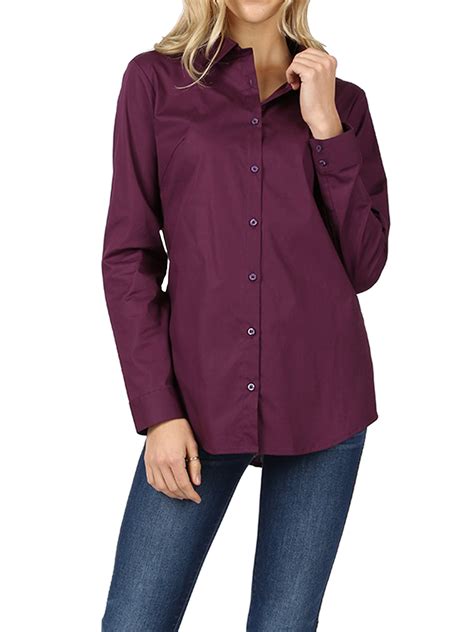 Thelovely Womens Basic Long Sleeve Button Down Blouse Shirt S 3xl Missy Fit