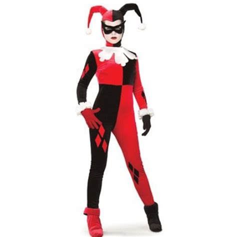Harley Quinn Cosplay Jumpsuit Costume Black And Red Fitted Harlequin