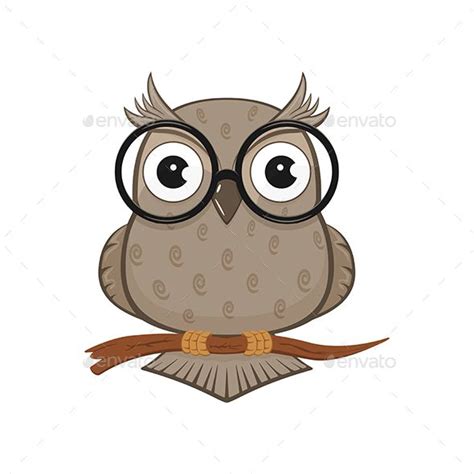 Owl With Glasses Owl Illustration Logo Illustration