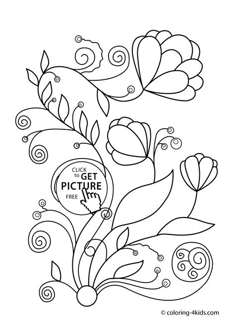 Spring flowers coloring pages for kids, printable free | coloing-4kids.com