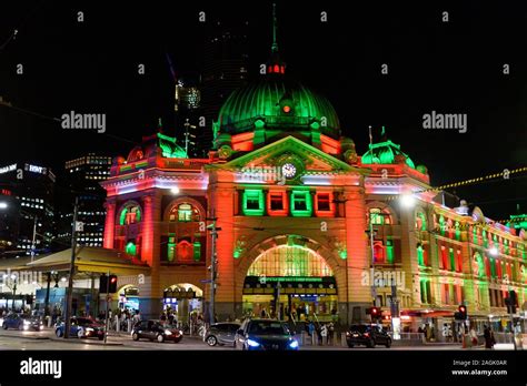 Flinders Street Railway Station With Christmas Light Projection In