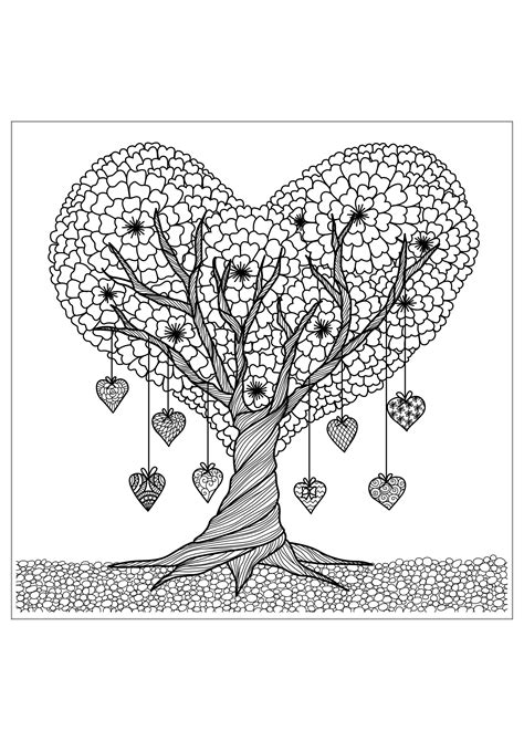 Adult Coloring Trees Coloring Pages