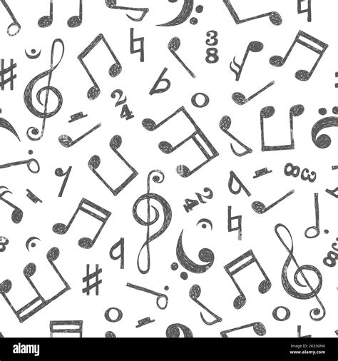 Hand Drawn Music Notes Seamless Pattern Vector Musical Background In