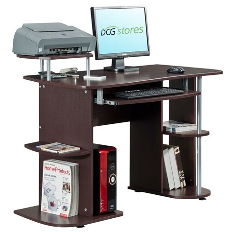 The adjustable cord wells that allow for the diversion of electrical connectors through the top instead of. Computer Desk with Elevated Printer Stand | DCG Stores