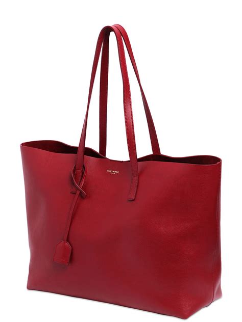 Lyst Saint Laurent Soft Leather Tote Bag In Red