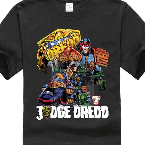 Judge Dredd Comic Bikeer And Badge Licensed Adult T Shirt All Sizes In
