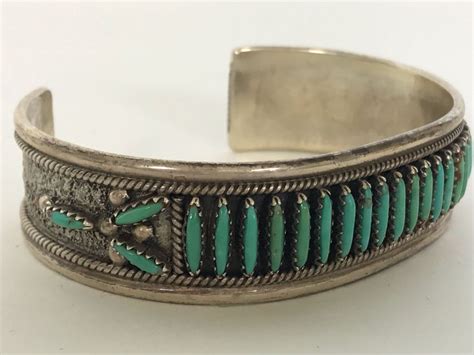 Signed F M Begay Navajo Native American Sterling Silver Turquoise Cuff