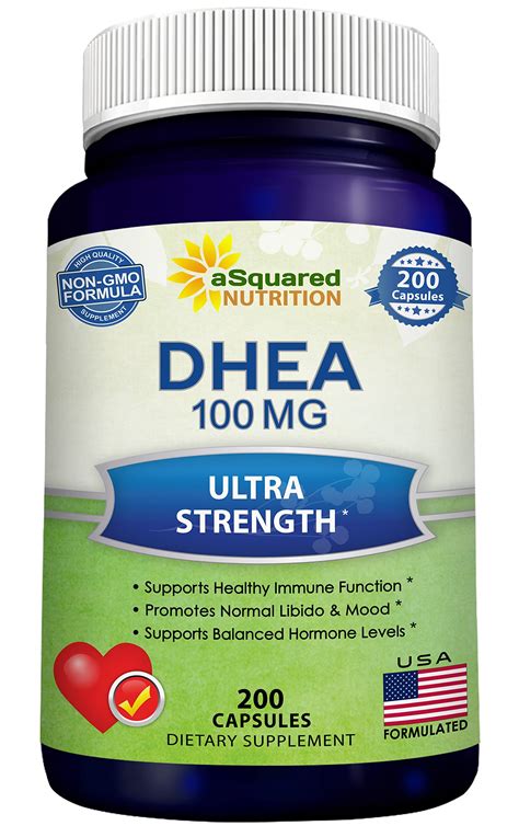 dhea 100mg max strength 200 capsules to promote balanced hormone levels for women and men