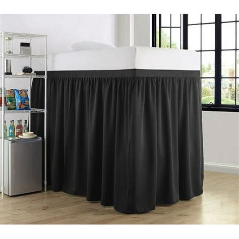 Luxury Plush Extended Dorm Sized Bed Skirt Panel With Ties 3 Panel Set