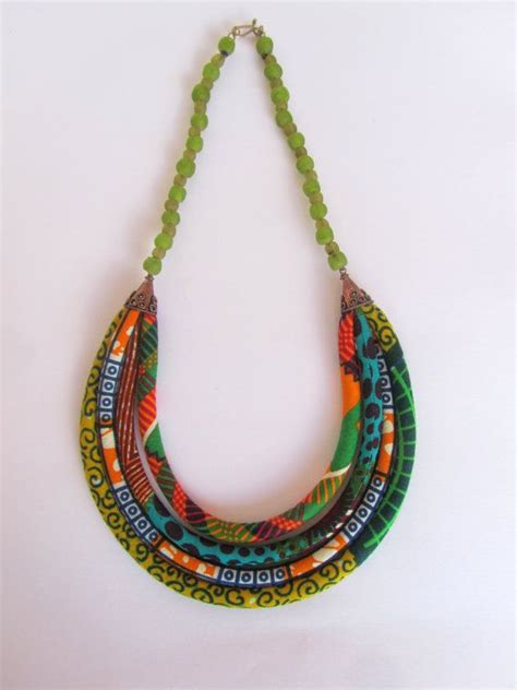 Bib Necklace African Wax Print Fabric Necklace Recycled Etsy