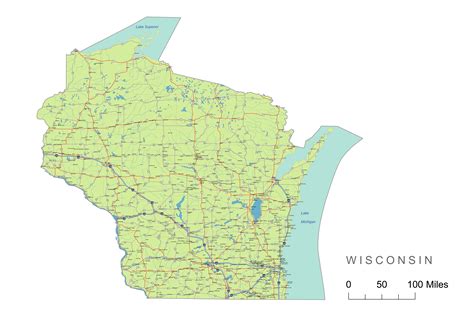 Wisconsin State Vector Road Map Your Vector