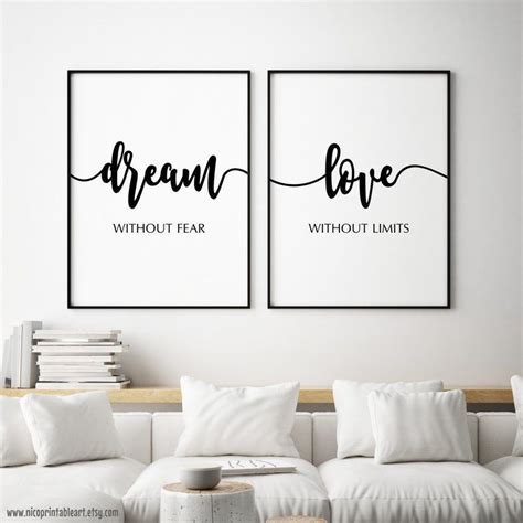 Dream Without Fear Love Without Limits Bedroom Wall Quote Couple Wall Print Love Wall Decor