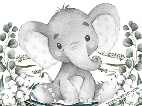 Neutral Baby Shower Invite Elephant Baby Shower Invitation Etsy