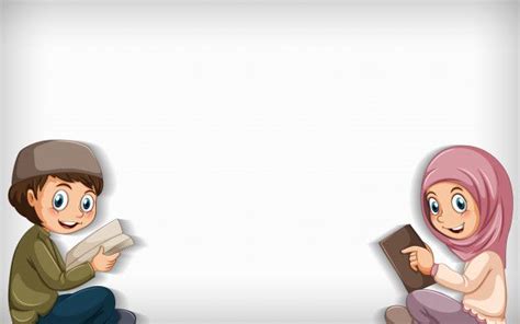 Download Plain Background With Muslim Boy And Girl Reading Book For