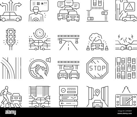 Traffic Jam Transport Collection Icons Set Vector Stock Vector Image