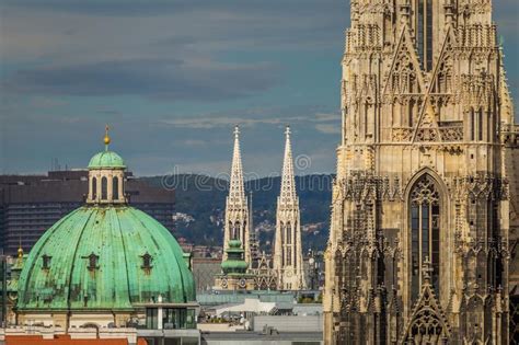 Panoramic View Of Vienna Cityscape With Cathedrals And Domes From Above