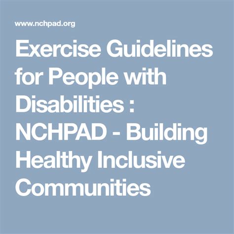 Exercise Guidelines For People With Disabilities Nchpad Building