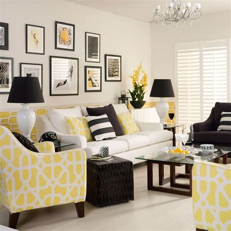 Yellow Monochrome Living Room Decorating With Monochrome