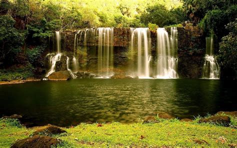 Nature Landscapes Waterfall Cliff Rock Stone Rivers Stream