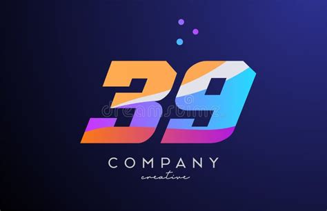 Colored Number 39 Logo Icon With Dots Yellow Blue Pink Template Design