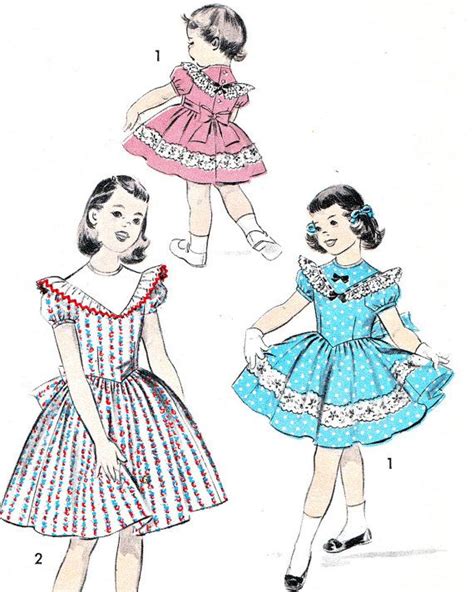 1950s Girls Dress Pattern Advance 7898 Yoked Full By Paneenjerez 10