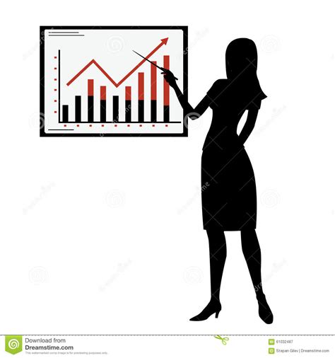 Silhouette Woman Showing Presentation Stock Vector Illustration Of