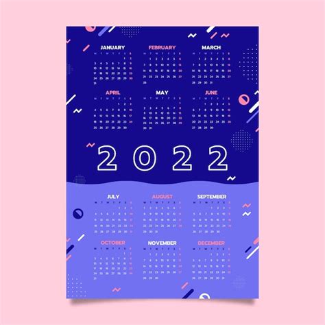 Free Vector Flat 2022 Calendar Template