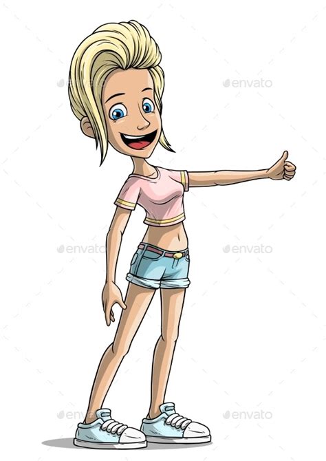 Cartoon Blonde Smiling Girl Character Vector By Gbart Graphicriver