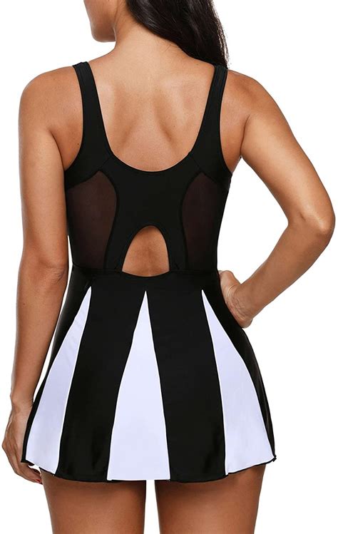 zando women one piece swimdress tummy control swim dress swimwear slimming skirt ebay