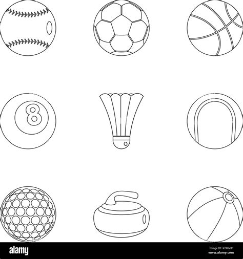 Sport Equipment Icons Set Outline Style Stock Vector Image And Art Alamy