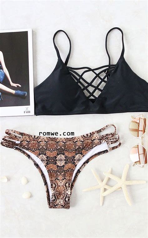 Criss Cross Top With Leopard Print Bikini Set Bikinis Bikini Set