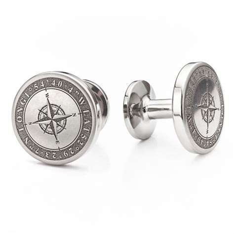 Personalised Titanium Compass Engraved Cufflinks