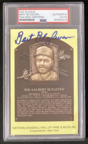 Bert Blyleven Signed Gold Hof Plaque Postcard Yellow Baseball Autograph