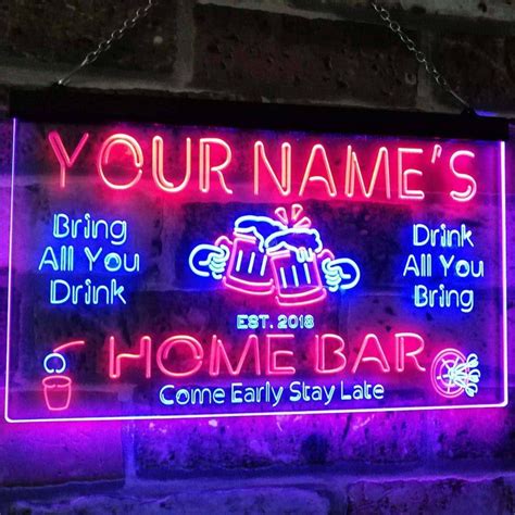 Personalized Your Name Custom Home Bar Neon Signs Beer Etsy Beer
