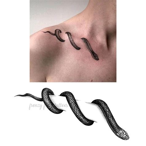 Tatuaje Temporal De Clavícula De Serpiente Tatuajes De Etsy México