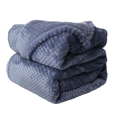 Waffle Flannel Fleece Blanket Velvet Plush Large Throw For Sofa Couch Or Bed Sapphire Blue 150