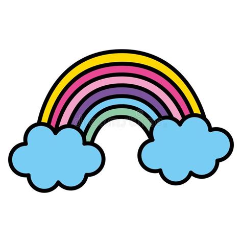 arco iris de la belleza de la naturaleza del color y nubes mullidas ilustración del vector