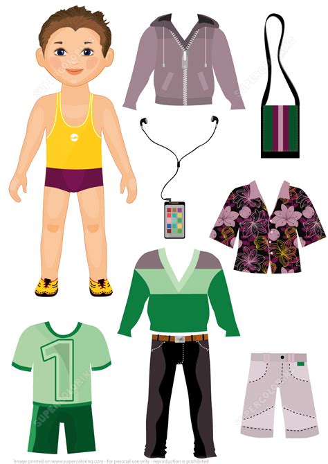 It also comes with a set of clothes, both for a boy and a girl, that are supposed to be festive and warm. Trendy Boy Paper Doll with a Set of Fashionable Clothes ...