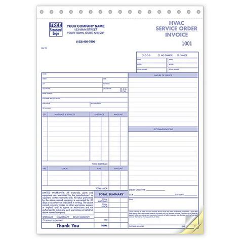 Sometimes your clients fill out work orders before you complete the service. HVAC Service Invoice Form - HVAC Work Orders | DesignsnPrint