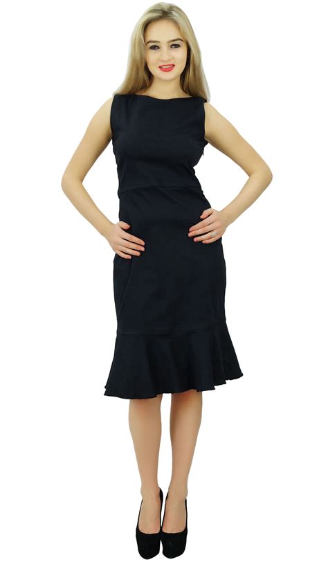 Bimba Womens Solid Black Sleeveless Shift Dress Knee Length Formal Voq