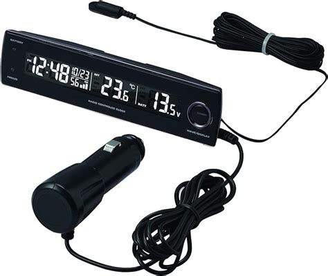 Amazon セイワseiwa 車内用品 デジタル時計 電圧サーモ電波クロック Wa81 電波 ブルーledバックライト 車