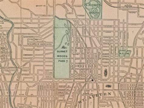 Vintage Map Of Cincinnati 1890