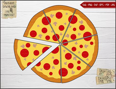 Pizza Svg Eps Png Geschnitten Datei Pizza Scheibe Svg Pizza Etsy