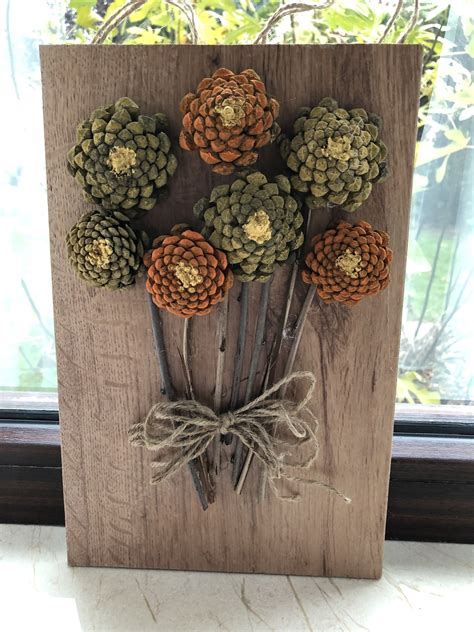 Pin By Elena Delcea On My Crafts Pine Cone Decorations Pine Cone Art