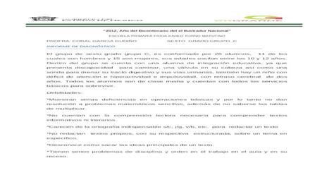 Informe De DiagnÓstico De Sexto Grado Grupo C 2013 Docx Document