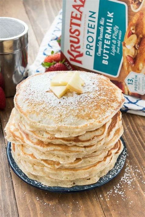 Apple Fritter Pancakes Made Using Krusteaz Protein Pancake Mix Krusteaz
