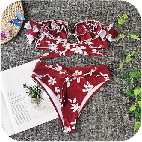 Swimsuits Sexy Micro Bandeau Bikinis 2020 Mujer Floral Print Female