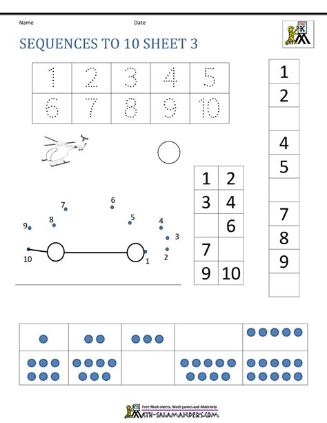 Sequencing Numbers To 10 Worksheets