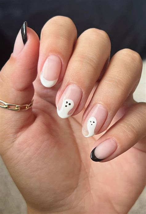 42 Best Halloween Nail Ideas In 2022 Ghost Black French Tip Nails I