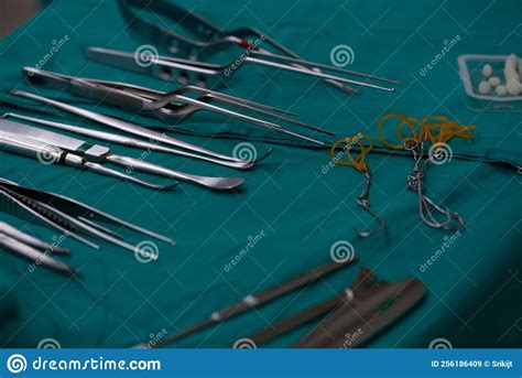 Surgical Instrumentation On The Table Stock Image Image Of Silver